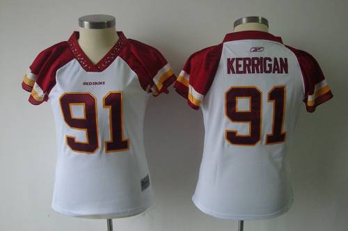 Redskins #91 Ryan Kerrigan White Women's Field Flirt Stitched NFL Jersey
